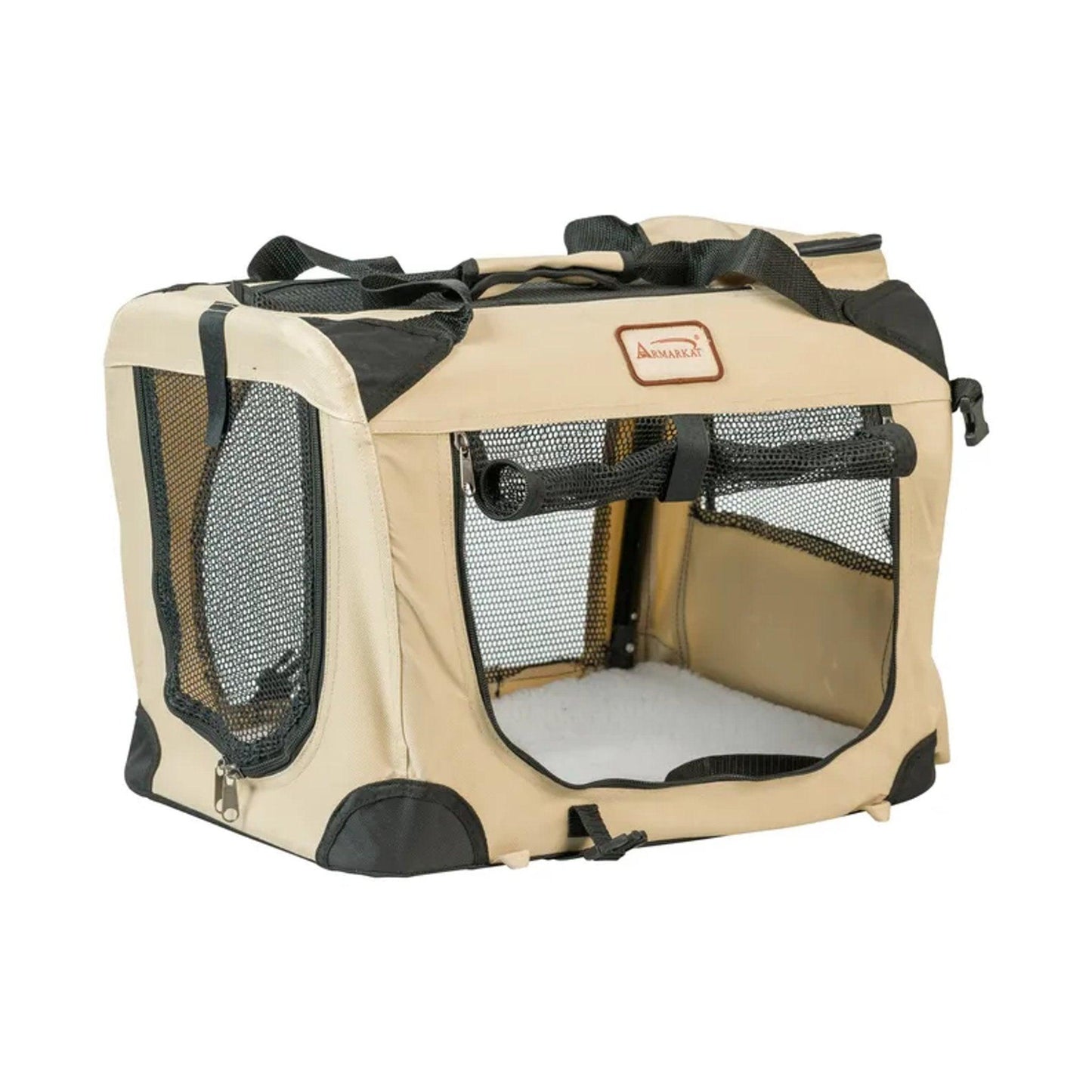 Armarkat Folding Soft Dog Crate Pet Travel Carrier - Beige